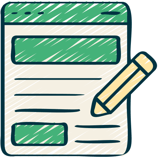 Illustration of a digital document with a pencil for editing or writing.